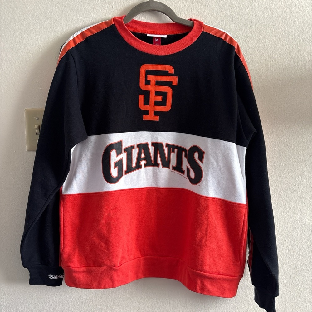 Mitchell & Ness Black and Orange Giants Crewneck Sweater